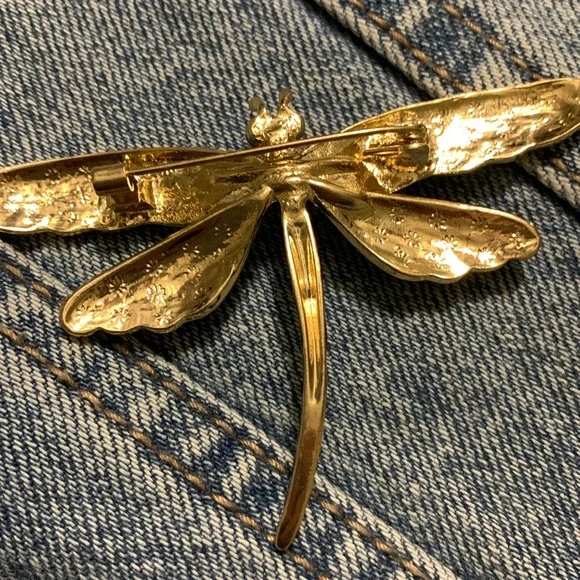 Blue Green dragonfly brooch pin New - Picture 7 of 8